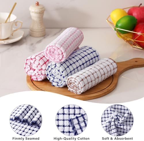 Kitinjoy Cotton 16 Pack Kitchen Towels and Dishcloths Sets, Mix Colour - Image 2