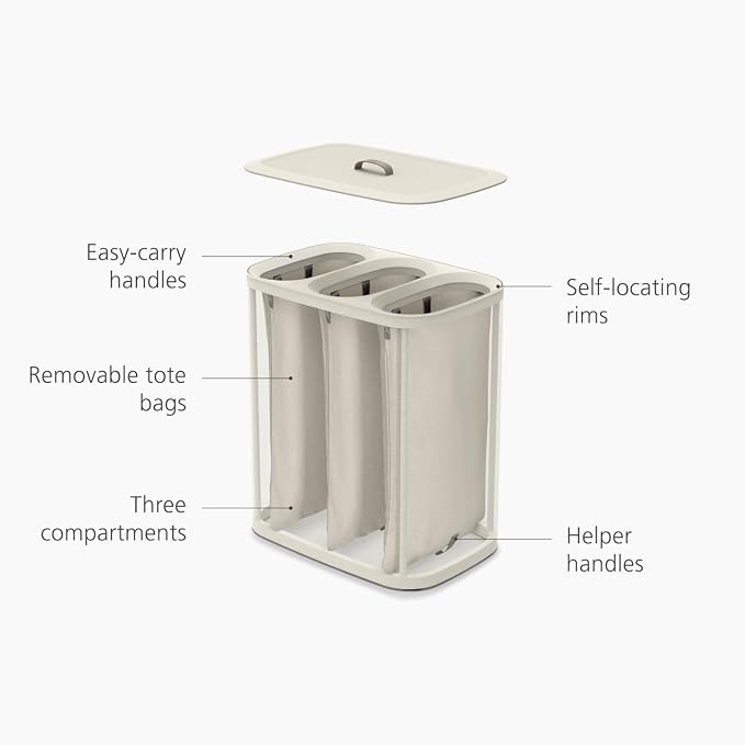 Joseph Joseph Tota Trio 90 liter/23.8 gallon Laundry Hamper Separation Basket - Image 4