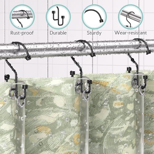 Bathway 12-Pack Double Shower Curtain Hooks, Rust-Resistant Metal Shower - Image 4