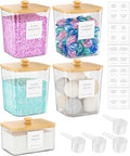 Moforoco 4+1 Pack Bamboo Laundry Pods Container, Acrylic Clear Laundry Room by MOFOROCO