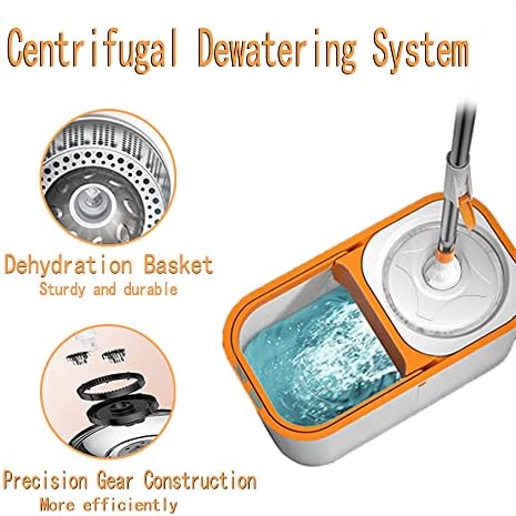 Spin Mop 61in Long Handle 5 Refills Large Floor Mop and Bucket Set System - Image 4