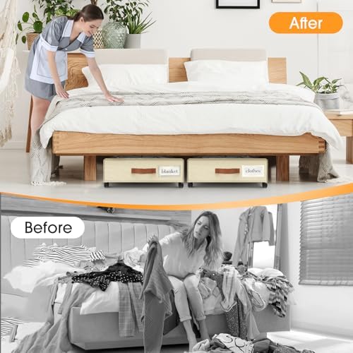 Under Bed Storage with Wheels 2Pack Storage Containers with Clear Window - Image 6