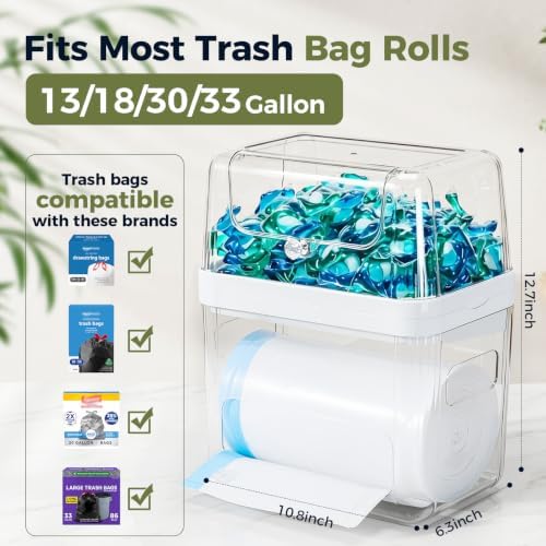 Trash Bag Dispenser & Dishwasher Pod Holder, 3-in-1 Trash Bag Holder Laundry - Image 4