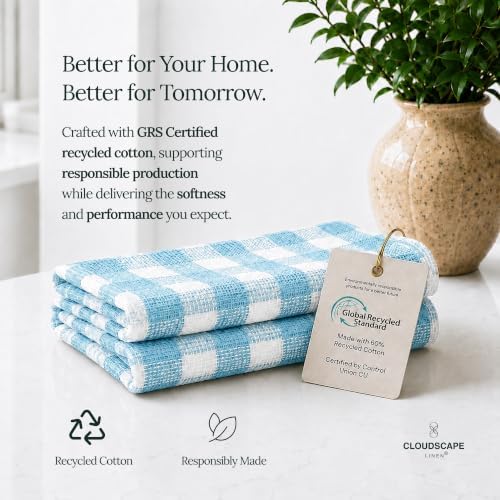 Cloud Scape Linen Premium Kitchen Towels Set of 6, Quick Dry - Image 5