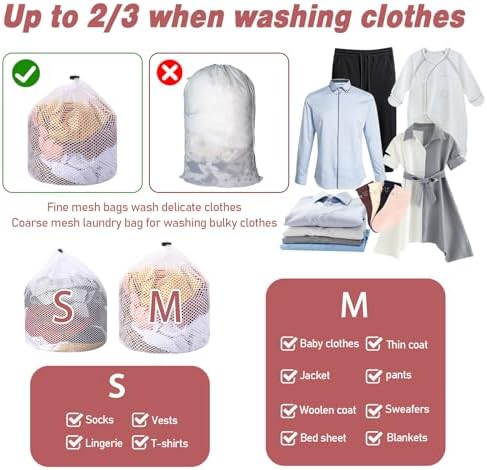 2pcs Mesh Laundry Bags for Socks, Machine Washable Drawstring Design Travel - Image 6