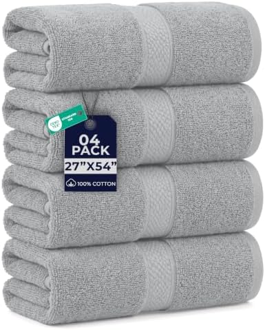 DAN RIVER 600 GSM Cotton Large Bath Towels Set of 4, 27 x 54 Inches by DanRiver
