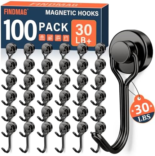 FINDMAG Magnetic Hooks, 30LB+ Magnet Hooks by FINDMAG