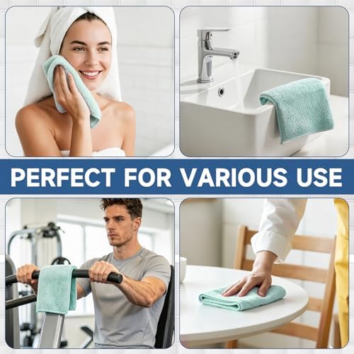 Coral Velvet Grayish Blue Washcloths 12 Pack, Highly Absorbent and Soft - Image 6