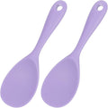 uxcell 2 Pack Rice Paddle, Silicone Rice Spoon Non Stick Rice Spatula Heat Resistant Rice Cooker Spoon, Purple