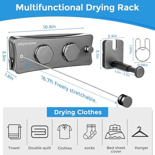 Retractable Clothesline, 16.7 Ft Heavy-Duty 44 lb Laundry Line - Image 2