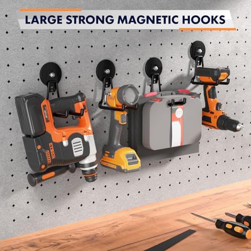 Upgraded Magnetic Garage Hooks, Hoses and Garden Tools, No-Drill Storage - Image 2