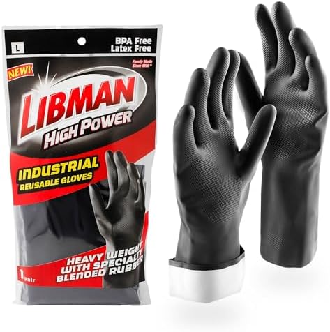 Tribello LIBMAN Heavy Duty Black Rubber Gloves by Tribello