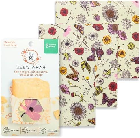 Bee's Wrap Beeswax Food Wraps, 3 Medium Pack by BeesWrap