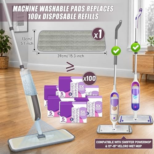 Spray Wet Mops for Floor Cleaning: Hardwood Floor Mop Refillable Reusable - Image 3