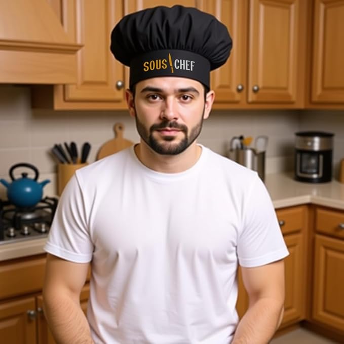 The Apron Place Adjustable Professional Chef Hats, Multiple Personalized Embroidered Designs to Choose from, Made in The USA