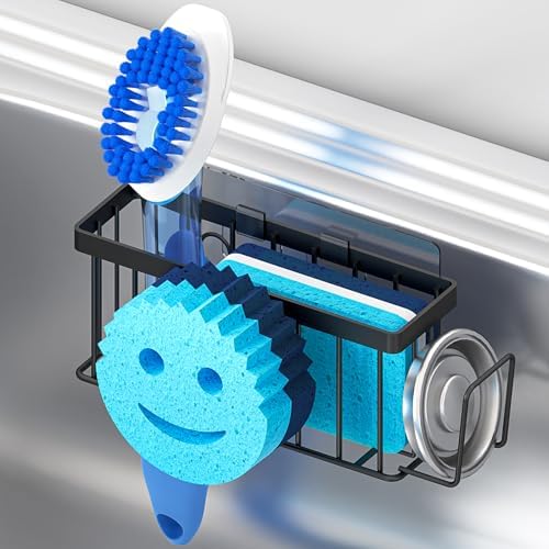 MURLONG Sponge Holder for Kitchen Sink, Sink Caddy Smiley Face, 4-in-1 Sponge by MURLONG