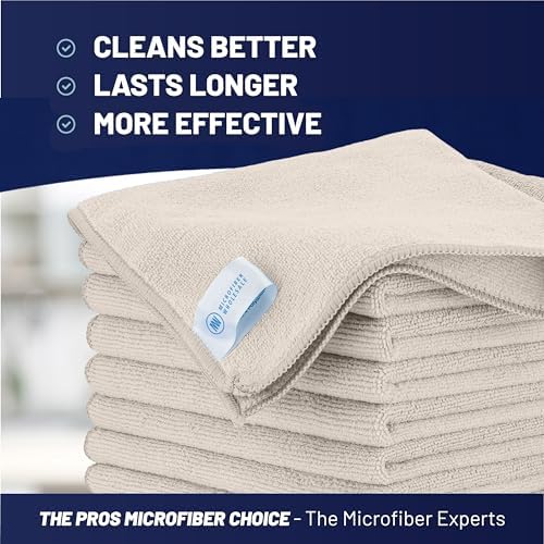 MW Pro Microfiber Cleaning Cloth | Sand | 12 Pack | 16” x 16” | All Purpose - Image 2