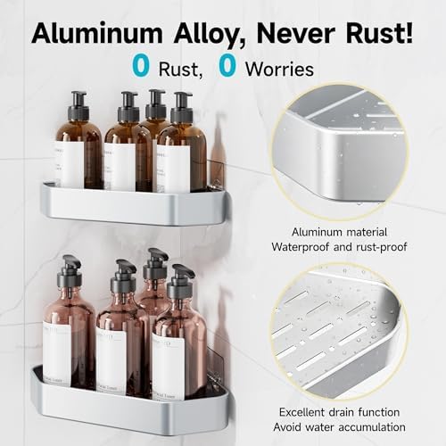 Veken Aluminum Corner Shower Caddy 4-Pack, Never Rust&Large Capacity - Image 2