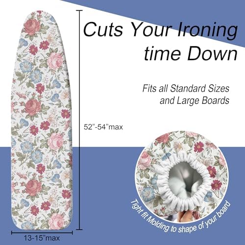 Flowers Ironing Board Cover and Pad 15x54 Inch, 100% Cotton Surface Heavy Duty - Image 5