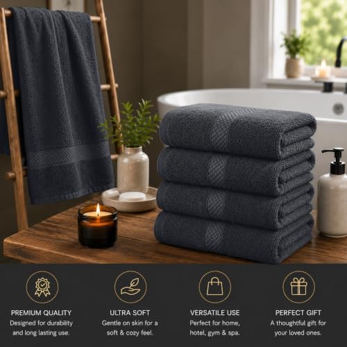 DAN RIVER 600 GSM Cotton Large Bath Towels Set of 4, 27 x 54 Inches - Image 4