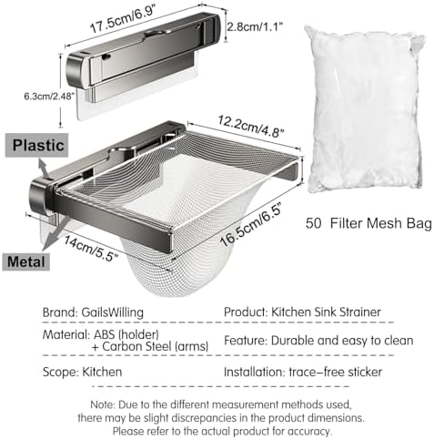Kitchen Sink Strainer with Filter Mesh Bag, Food Waste Filter Basket, Folding - Image 6