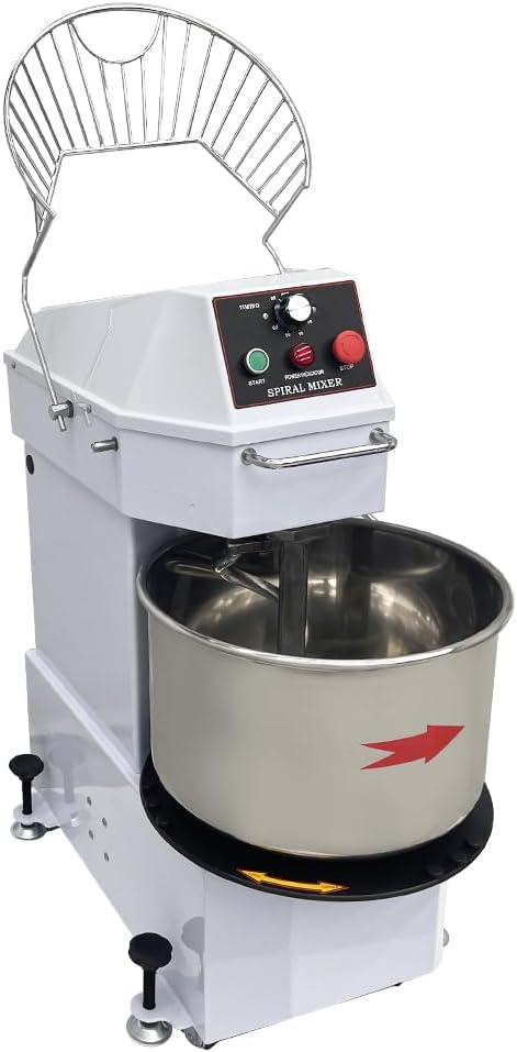 110V 1.5KW Dough Mixer 20L Food Mixer Machine Commercial Dual Rotating Dough Kneading Machine Stainless Steel Blade Electric Food Mixer with Detachable Stainless Steel Bucket