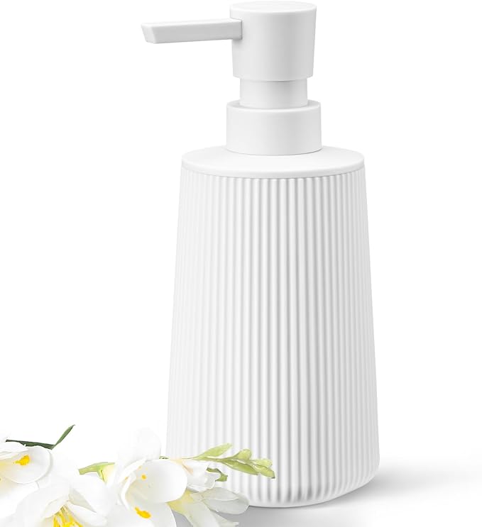 White Hand Soap Dispenser for Bathroom and Kitchen | No Rust Pump Refillable by zuxzmj