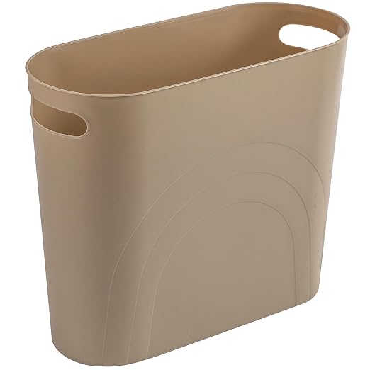 rejomiik Small Bathroom Trash Can, 3.5 Gallon Slim Garbage Can, Khaki | Plastic by rejomiik