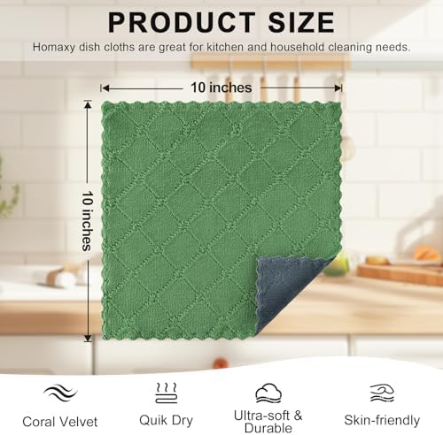 Homaxy 12 Pack Super Soft Dish Cloths, Dark Grey & Grass Green - Image 5