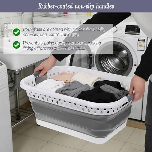 2 Pcs Collapsible Laundry Baskets, 11 Gallon 42L Collapsible Laundry Clothes - Image 7