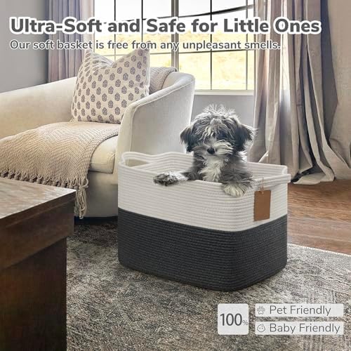 Goodpick 50L Large Woven Rope Storage Basket, Dark Gray - Image 5