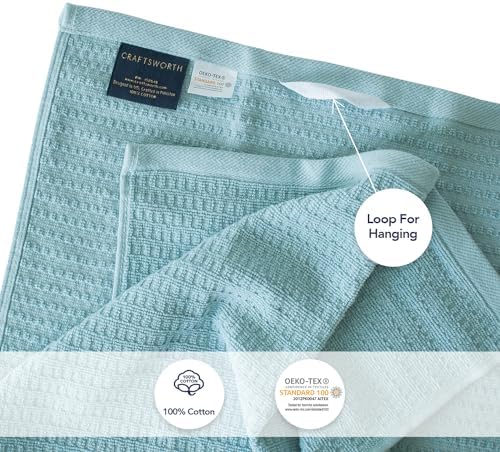 CRAFTSWORTH Cotton Kitchen Towels15 x 26" Solid Aqua Kitchen Hand Towels - Image 4