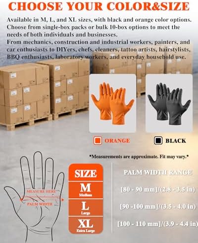wcy 9 Mil Heavy Duty Disposable Nitrile Gloves, Diamond Grip - Image 6