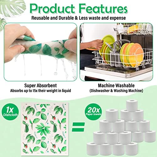Lucomb 8 Pack Swedish Dish Cloths Washable, Reusable Cleaning Kitchen Paper - Image 4