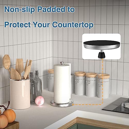 Paper Towel Holder Countertop, One-Handed Tear, Stainless Steel, Weighted Base - Image 4