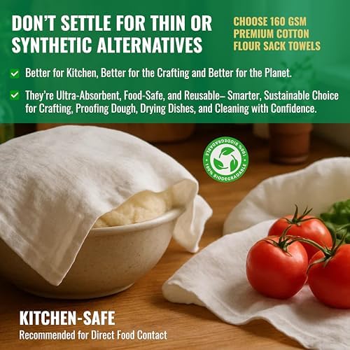 Flour Sack Towels | Tea Towel for Crafts| Kitchen Dish Cotton Blank Towel for - Image 5
