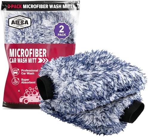 AIDEA Car Wash Mitt Microfiber, 2PK Wheel Cleaner Mitts, 7.12''X10.14'' by AIDEAHOME