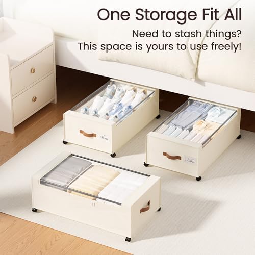 Yecaye 95L Under Bed Storage Containers, Fits 11" Under Bed, 2 Pack - Image 5