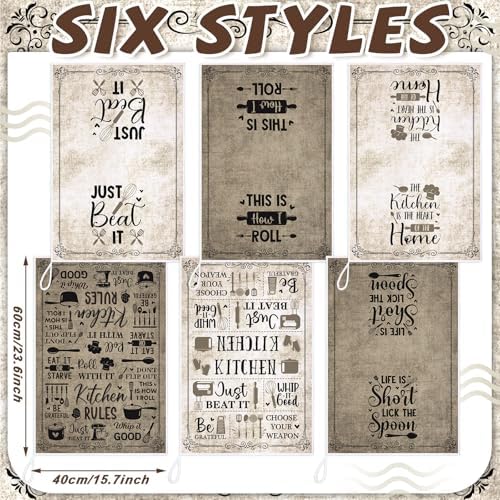Bencailor 6 Pcs Retro Kitchen Towels Decorative Sets Farmhouse Dish Towels - Image 3