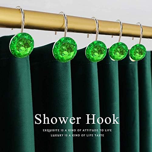 12 Pcs Bling Rhinestones Shower Curtain Hooks Bathroom Rolling Hooks - Image 5