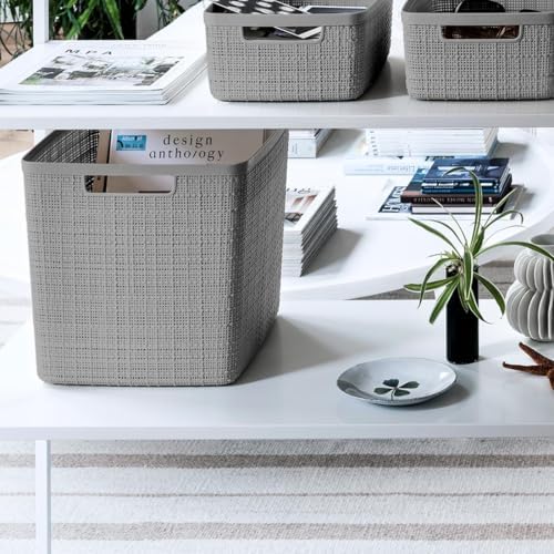 Curver Set of 4 Large Cube 17L Jute Decorative Plastic Organization and Storage - Image 4