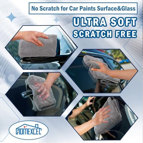 HOMEXCEL Professional Large Microfiber Car Drying Towels 4 Pack - Image 6