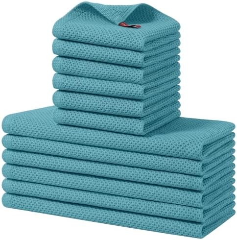 Homaxy 12 Pack 100% Cotton Kitchen Towels and Dishcloths Set, Lake Blue by Homaxy