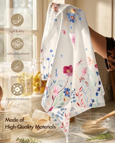 Miss Adola 150GSM Flour Sack Kitchen Towels Set of 4, Wild Flower - Image 3