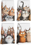 Jztco 4 Pcs Cute Cat Kitchen Towels, Cats Soft Absorbent Hand Tea Towel by Jztco