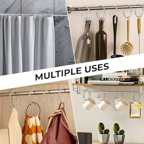 Shower Curtain Rings, 12 Pack Round Shower Curtain Hooks - Image 7