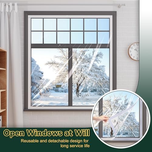 Flehomo 79 x 79 Inch Window Insulation Kit, Adjustable Window Film - Image 4