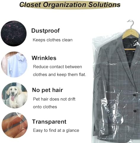 30 Pack Clear Plastic Clothes Covers 35.4inch Dry Cleaning Hanging Dust Proof - Image 6