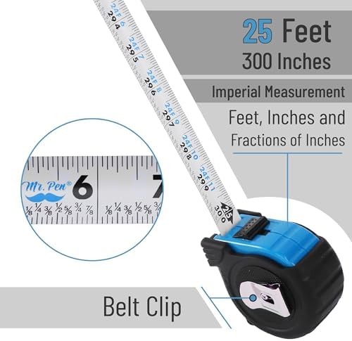 Mr. Pen- Retractable Tape Measure 25 ft, Light Blue, Easy Read - Image 3