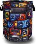Retro Radio Tape Laundry Basket Oxford Cloth Foldable Hamper 18.9x16.5 Inch by Unknown